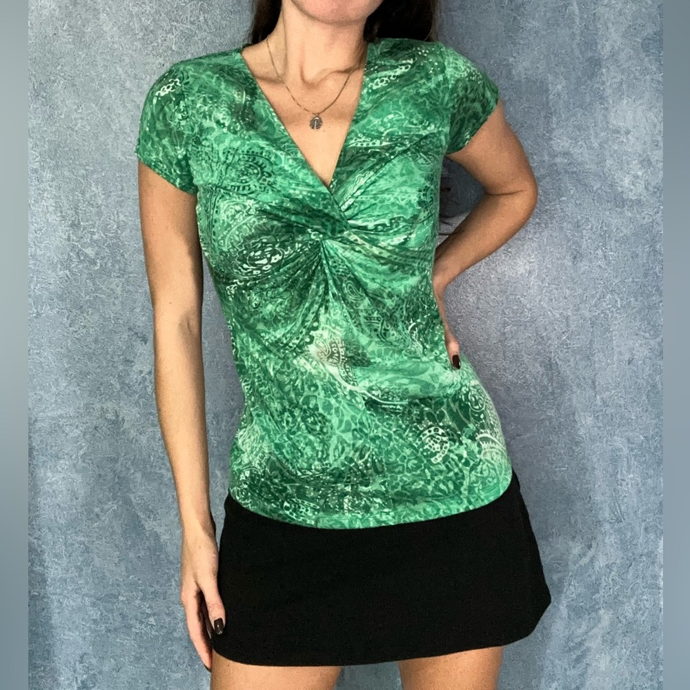 INC International Concepts Green Short Sleeve Top